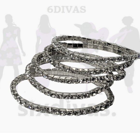 STRETCHY vintage rhinestone tennis bracelet - Picture 1 of 6